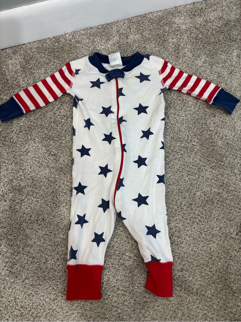Hanna Andersson Stars And Stripes Organic Cotton Zippy Pajamas 6-9 months